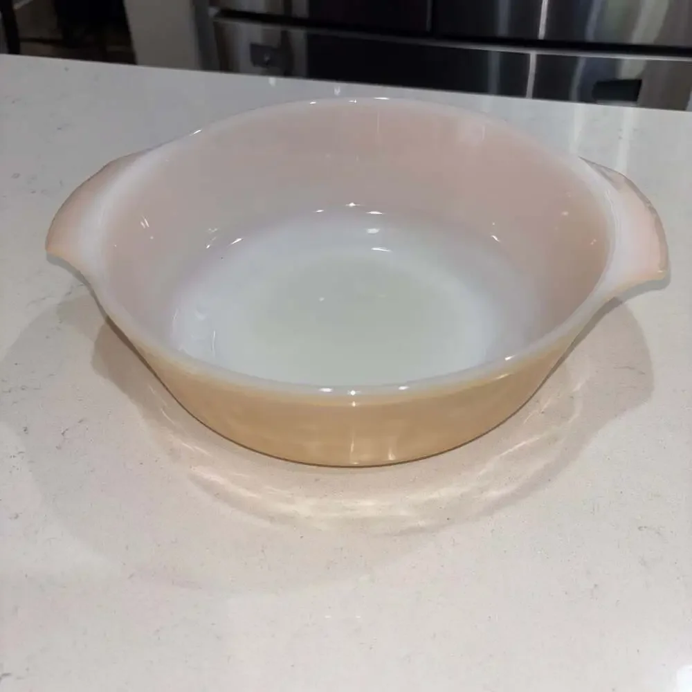 Vintage Fire-King Peach Luster Casserole Baking Dish #437 1 1/2 Qt Milk Glass